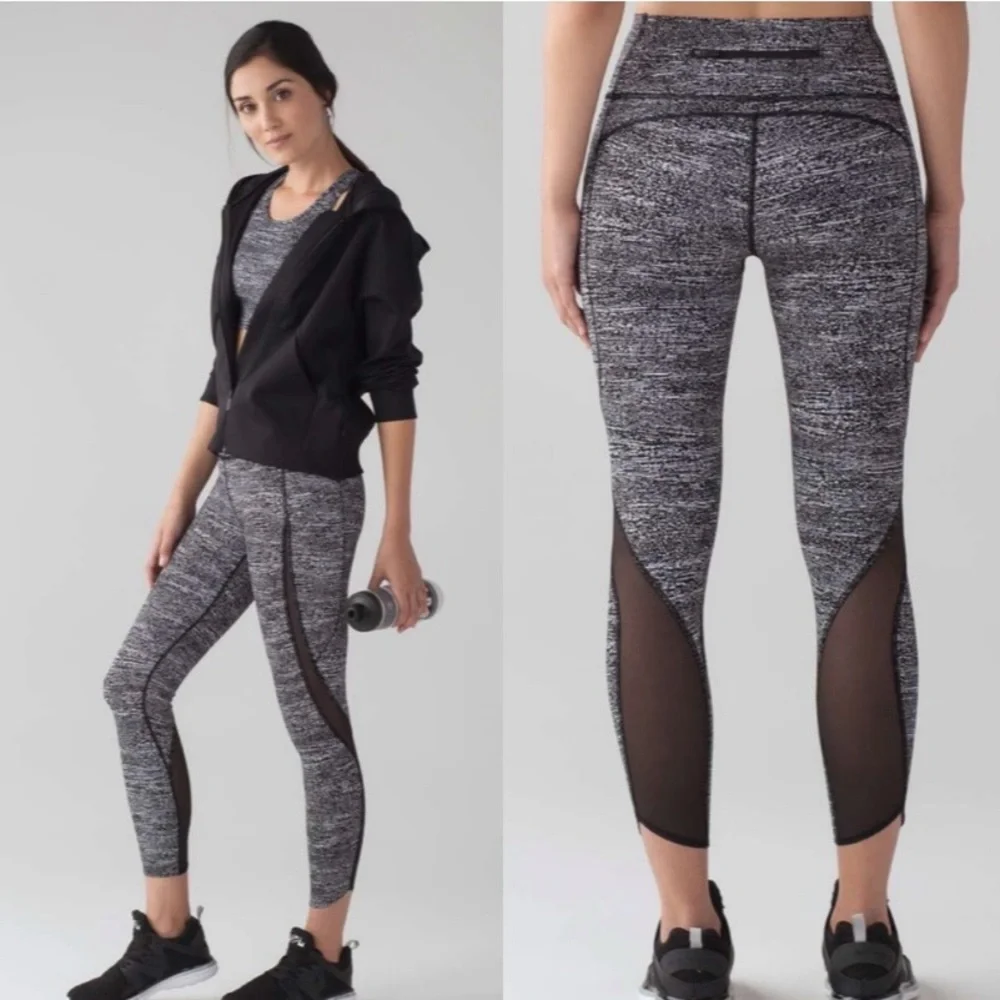 Lululemon Pace Perfect 7/8 Tight 25” Leggings 4 Air Time White Black Activewear